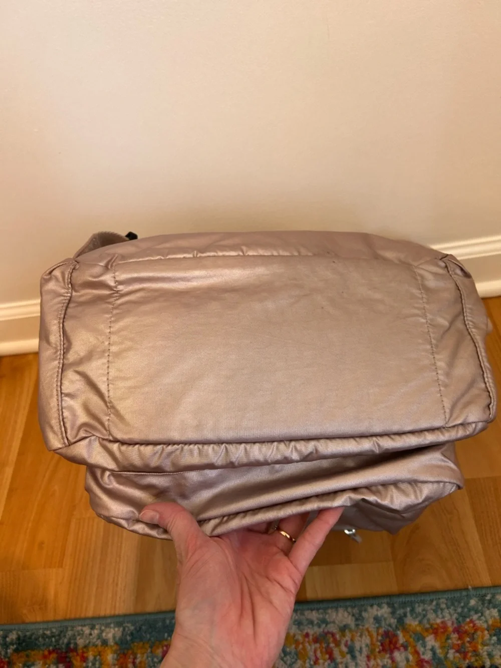 Kipling Pink Metallic Diaper Bag/Backpack- 15.5”